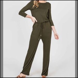 Annabelle Size Large Dark Olive Jumpsuit